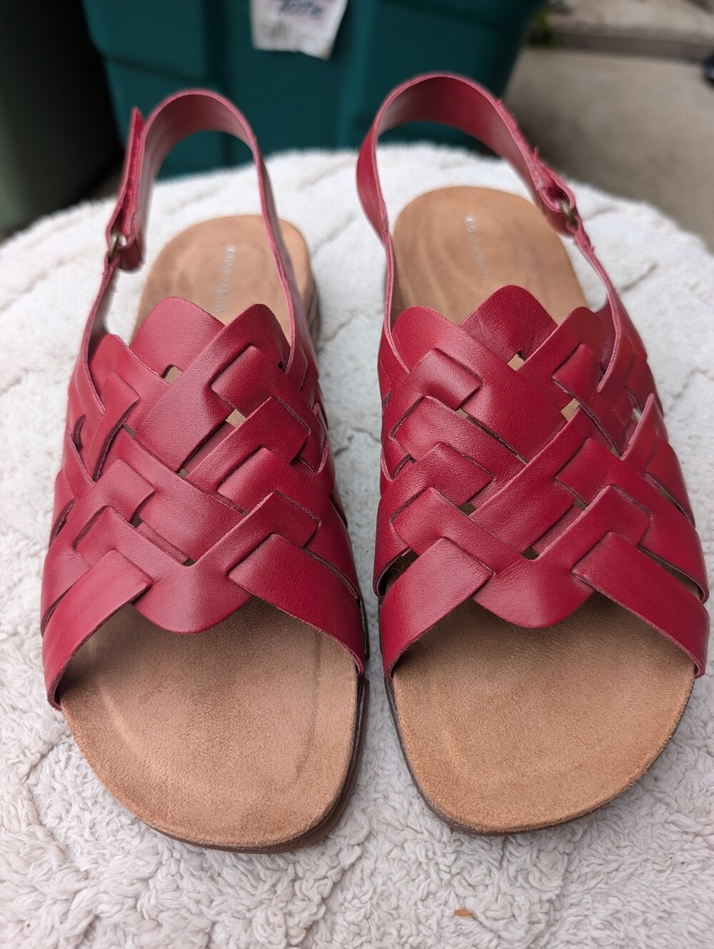 NWOT Easy Spirit Red Leather Sandals Size 7.5M